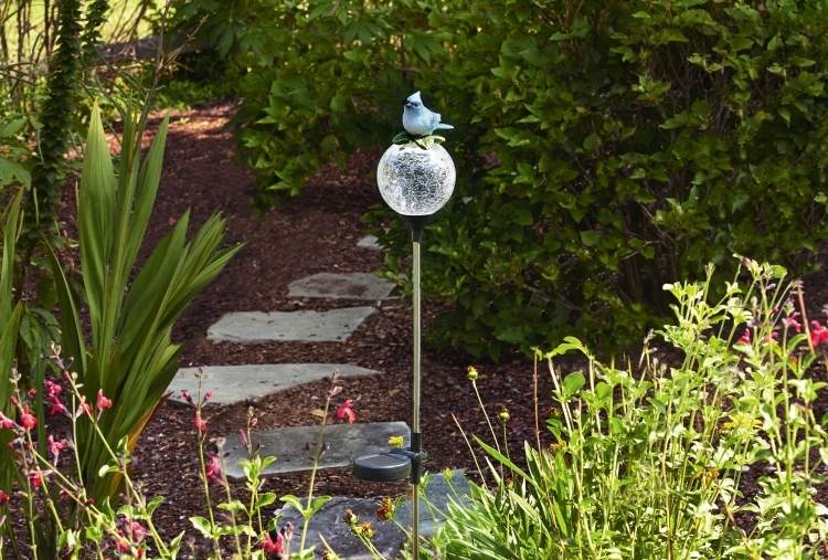 Záhradná plug-do-it-yourself-vtáky-svetlo-solárny článok-sklo-keramika