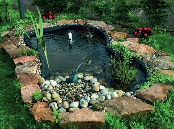 vytvorte záhradné jazierko umývadlo čerpadlo rastlín rohové kamene
