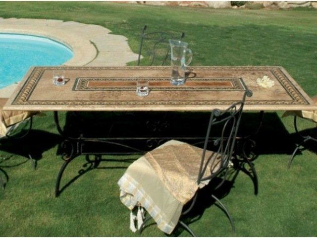 nápady na záhradný stôl záhradné stoličky so vzorom plochy bazéna