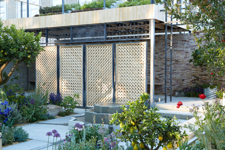 orientálna záhrada súkromie obrazovky prvky vzor fontána hviezda