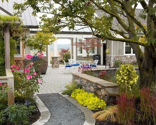 Terasa nápady dlažobné kocky, ktorým sa štrková cesta