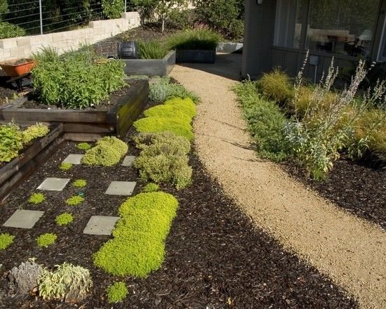 Nápady na vytváranie záhradných chodníkov vytvárajú meandrujúci chodník