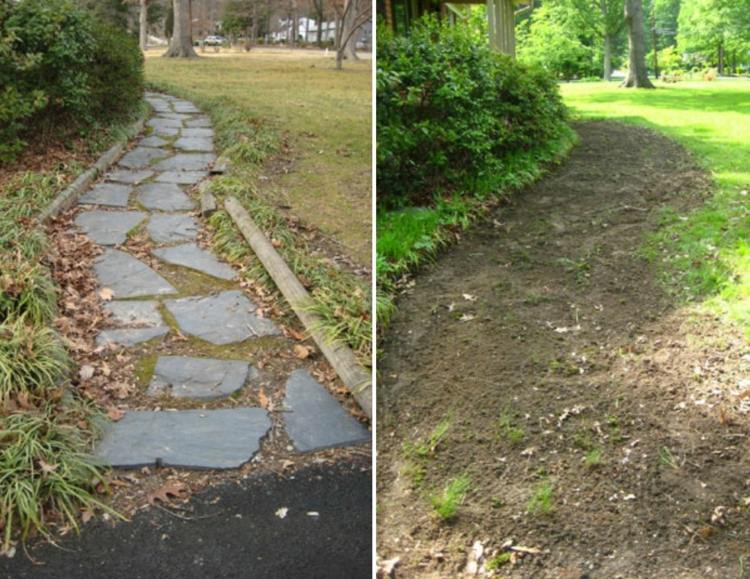 Vytvorte záhradnú cestu s vonkajšími doskami zo štruktúry prírodného kameňa