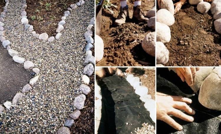 záhradná cesta-kladenie-inšpirácia-kamienky-riečne kamene-návod