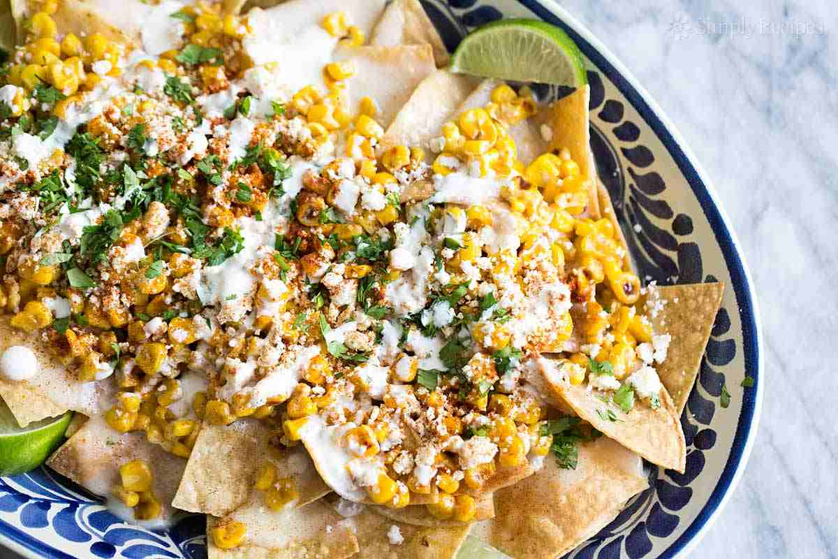 Grilovaná kukurica na klasu Elote Recept Nachos Dip s nízkym obsahom kalórií