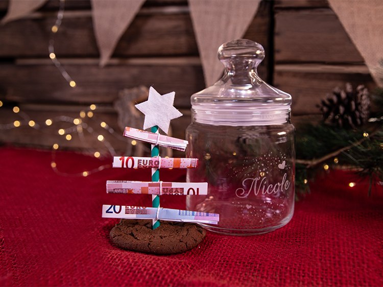 peňažné darčeky na vianočný vianočný stromček peňažné účty skladacie sušienky