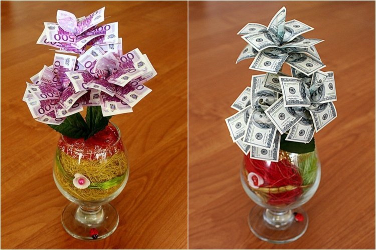 peniaze-darčeky-svadobné kvety-vyrobte si-sklenená váza