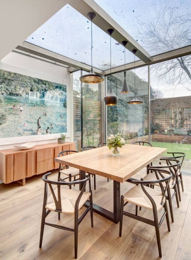 Prístavba domu príklady starej budovy jedáleň zasklená terasa Príklady dizajnu starej budovy s jedálňou a zasklenou terasou