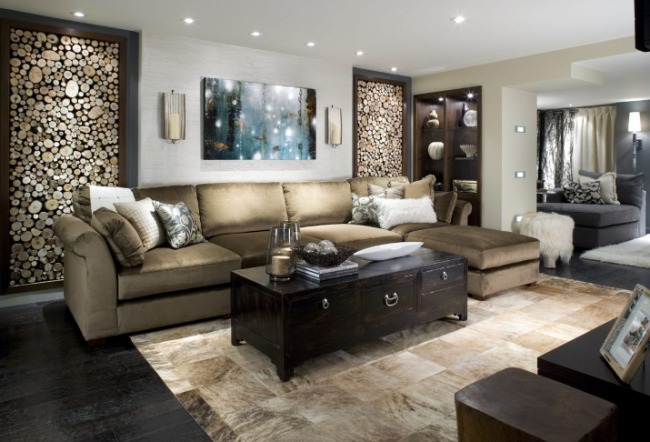 útulná obývacia izba béžovo hnedé kúsky drevenej podlahy deco deco útulná obývacia izba béžovo hnedé kúsky drevenej nástennej dekorácie drevená podlaha