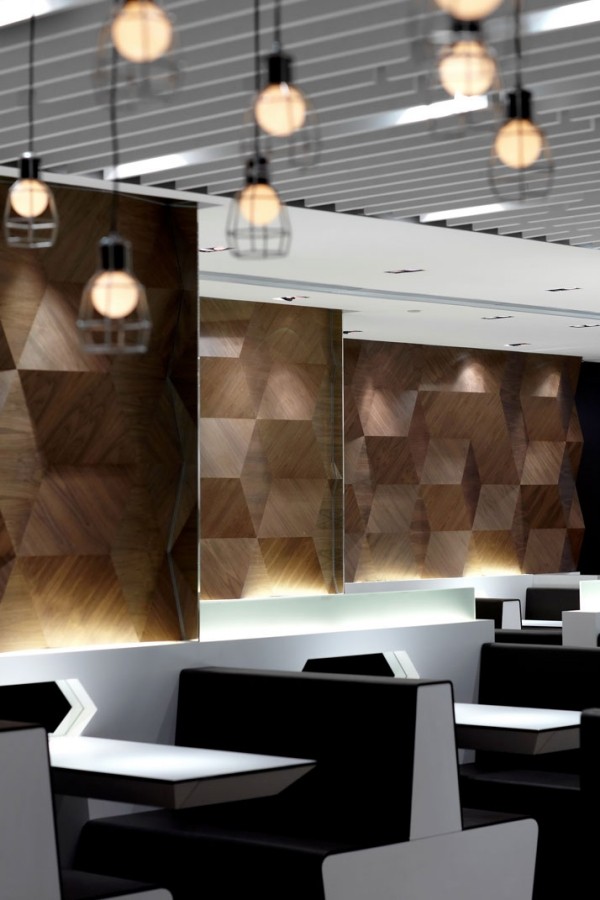 béžový dizajn štúdio moderná reštaurácia dizajn geometrické tvary