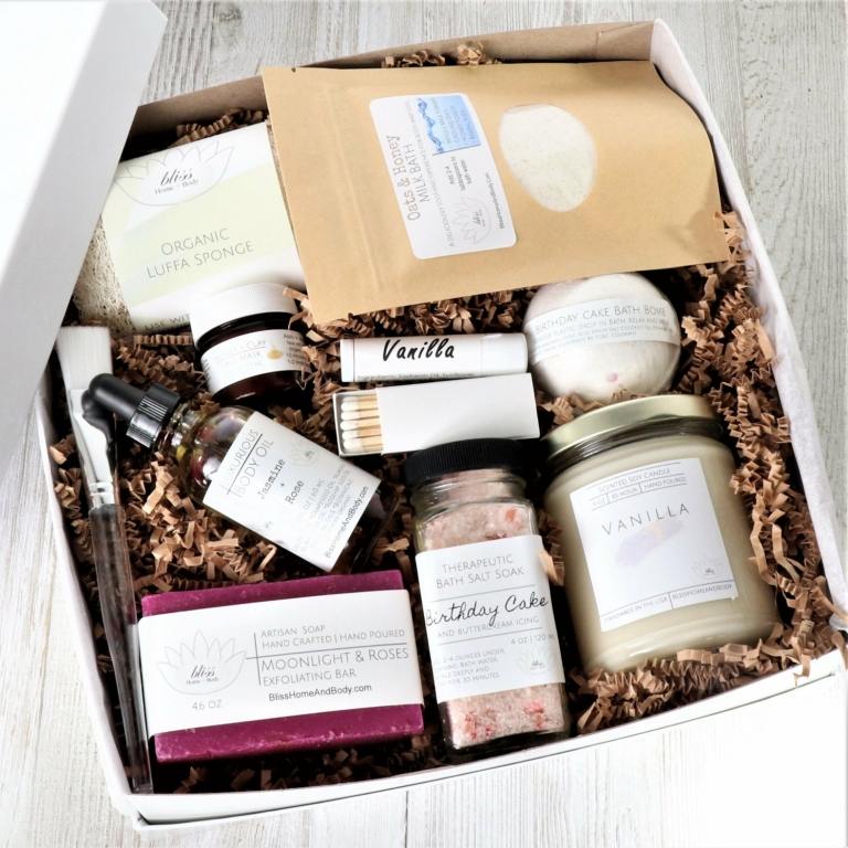 Kúpeľný balíček pre seba, nápady na darčeky pre ženy, starostlivosť o telo, prírodná kozmetika