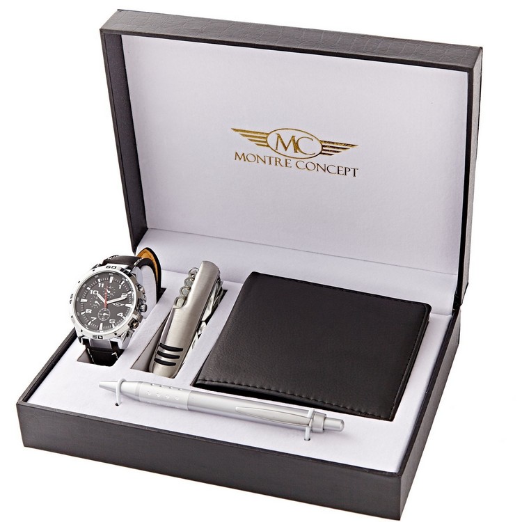 darčeky-svadobný sprievodca-peňaženka-náramkové hodinky-pero-vývrtka-box