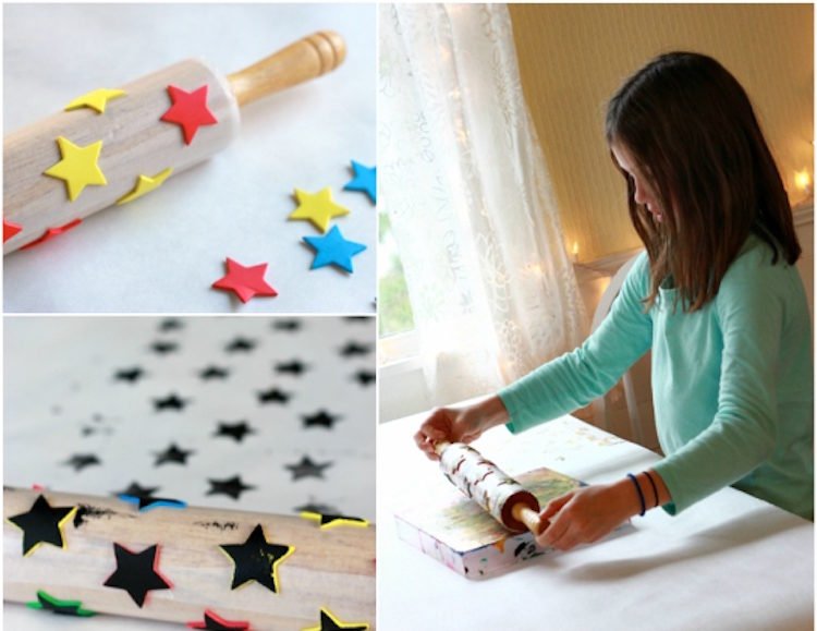 navrhnite si svoj vlastný baliaci papier z penovej gumy na pečiatku z baliaceho papiera