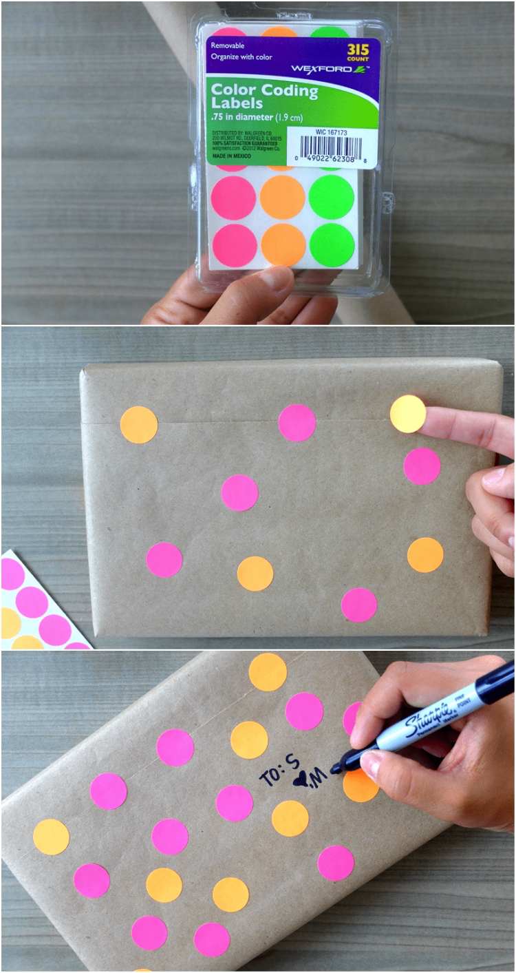 vyrobte si samolepky na ozdobu baliaceho papiera