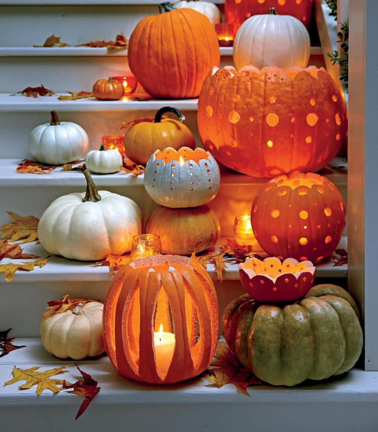 Zachovanie tipov na tekvicu triky lampiónové schody