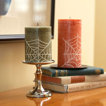 halloween dekorácie dom sviečky pavučina