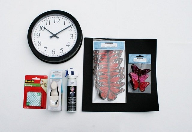 Šablóny remesiel materiály nástenné hodiny výrobky papier motýle lepidlo