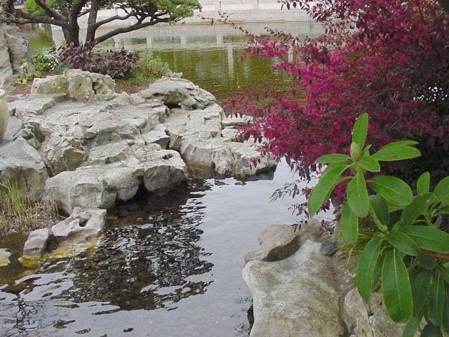 štýly záhradného dizajnu obrubníky vodného jazierka Japonské terénne úpravy vytvárajú vodný rybník