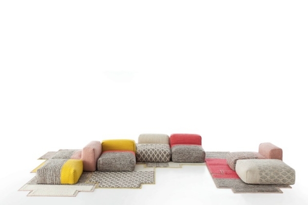 Nábytkový modulárny systémový pletený dizajn podsedáku