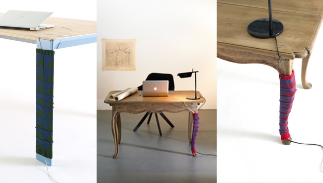 farebné modely pletenej ponožky pre dizajn stola