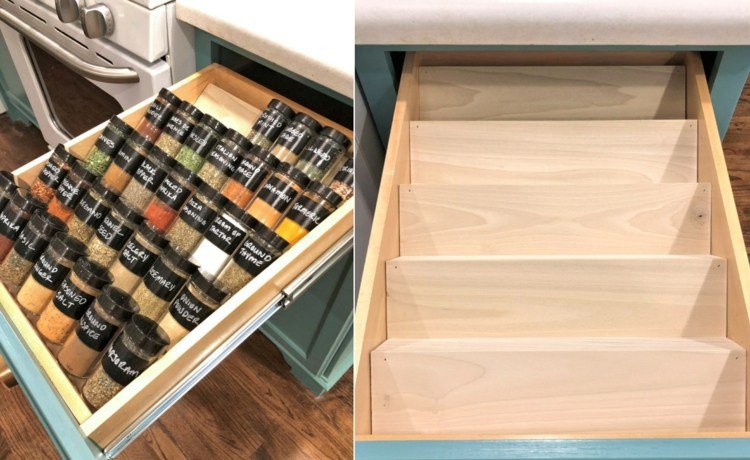 Malá polica v stupňovitom tvare pre skrinku alebo zásuvku