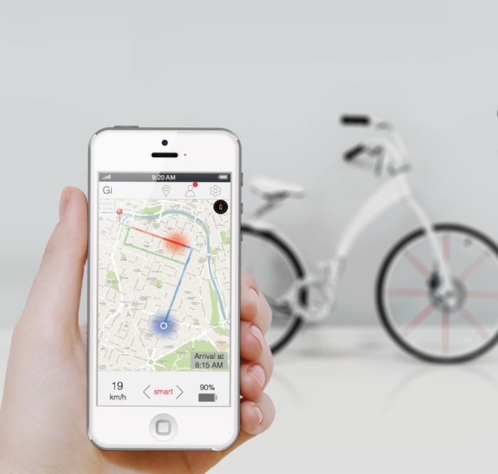 Trendy na bicykli-2014-elektrický-GiApp-funkcia-GPS-smart-e-bike-so-skladacou funkciou-Bluetooth-pripojenie