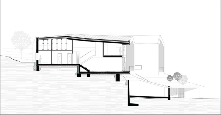 Plán prierezu architektúry štítovej strechy