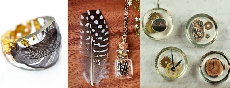 moderné šperky z liatej živice s steampunkovými prvkami Cast-resin-šperky-urob si sám-prácu-v-epoxidovej-živici-kryštálovo-čírej