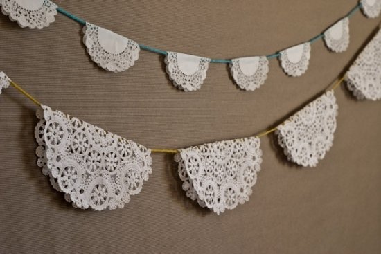 pekné girlange doilies podložky pod poháre na zavesenie