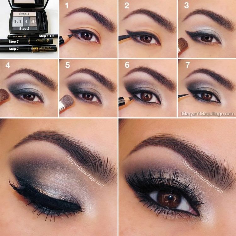 očný make-up hnedo-oči-strieborno-ružovo-purpurovo-očný tieň návod