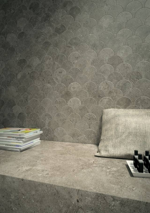 Obklady do kúpeľne v originálnom, modernom kamennom vzhľade Obklady na stenu pôvodný moderný dizajn nábytku v kamennom vzhľade