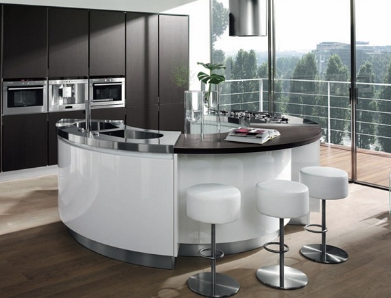 okrúhly kuchynský ostrov čiernobiely od salvarani okrúhla kuchyňa-ostrov-čierna-biela-salvarani