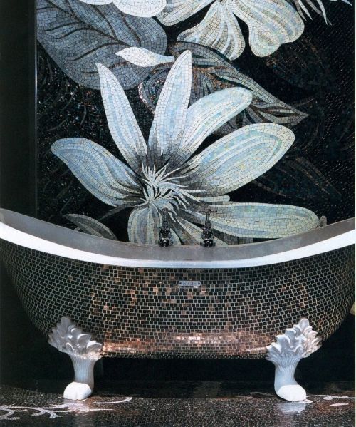 Sklenená mozaiková dlažba sicis nástenná vaňa voľne stojaca Sklenená mozaika sicis nástenné kvety vaňa lesk voľne stojaca