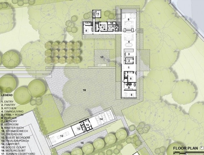Pôdorys a pôdorys moderného domu s plochou strechou v lese plán-pôdorys-dom-príroda-les-nehnuteľnosť