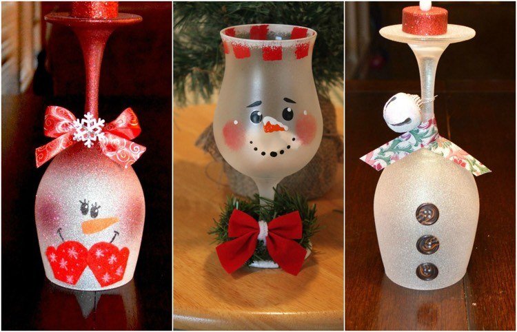 maľovanie na sklo-nápady-vianoce-snehuliak-deti