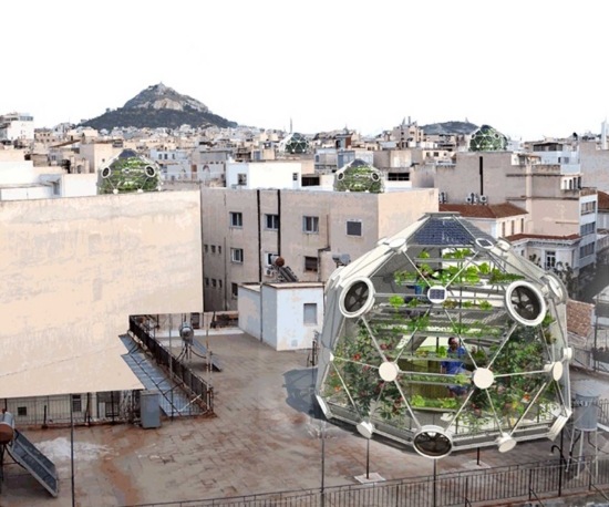 Inštalácia strechy skleníka The Globe