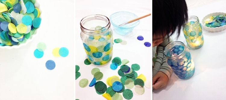 Sklenený držiak na čajovú sviečku-vystrihnuté-kruhy-transparentný papier