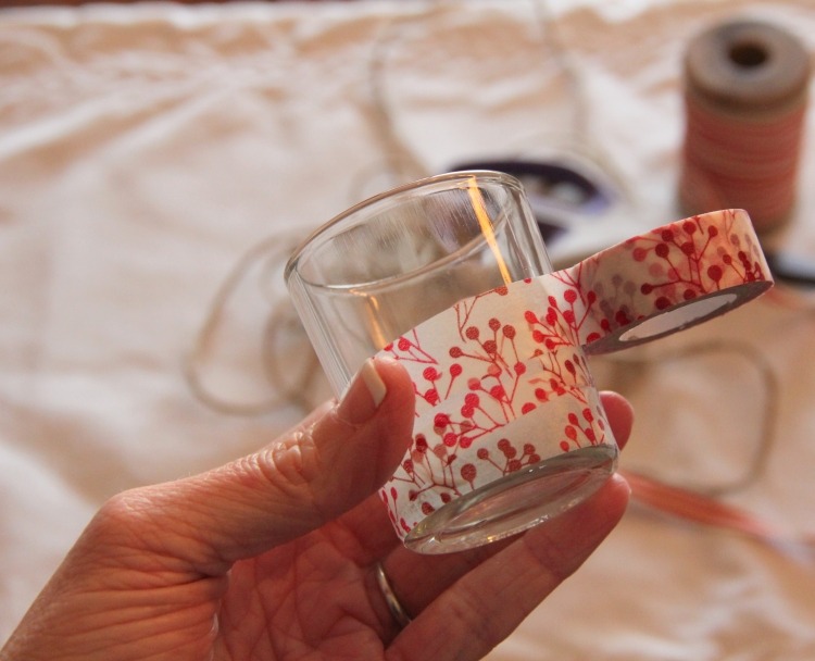 držiak na sklenenú čajovú sviečku-washi-pásku-ozdobiť