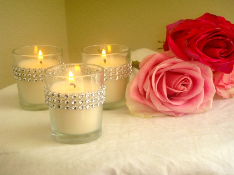 pohár-držiak na čajovú sviečku-stuha-kamienky-romantický