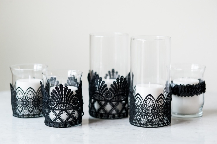 sklenený držiak na čajovú sviečku-urob si sám-drotár-hrot-čierna-sviečka-fantázia