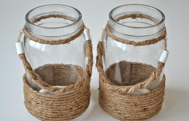 držiak na sklenenú čajovú sviečku-urob si sám-drotár-jutová šnúra-vinobranie-dekoračné vešiaky