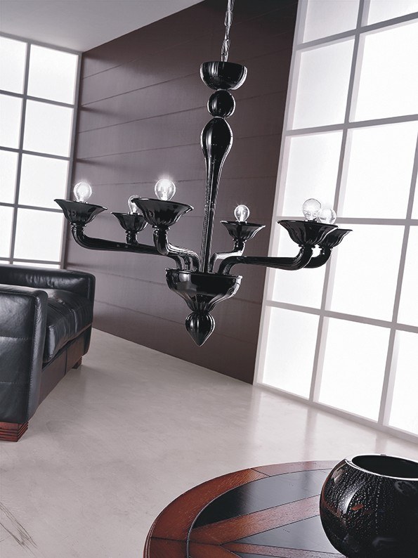 Sklenený a krištáľový luster voltolina čierny Sklo a krištáľový luster-voltolina-čierna