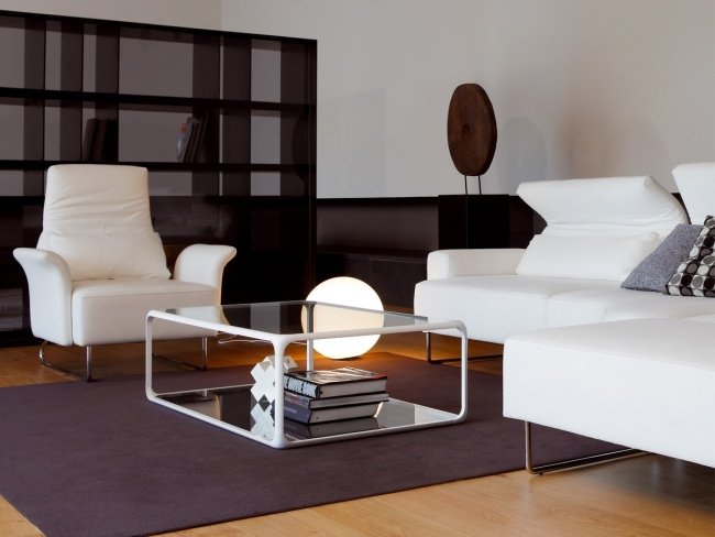 Konferenčný stolík Sancal Link obdĺžnikový sklenený biely rám