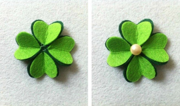 Ozdobte talizman perlou talisman šťastia drotár silvestrovský trojlístok nápad perla deco biela