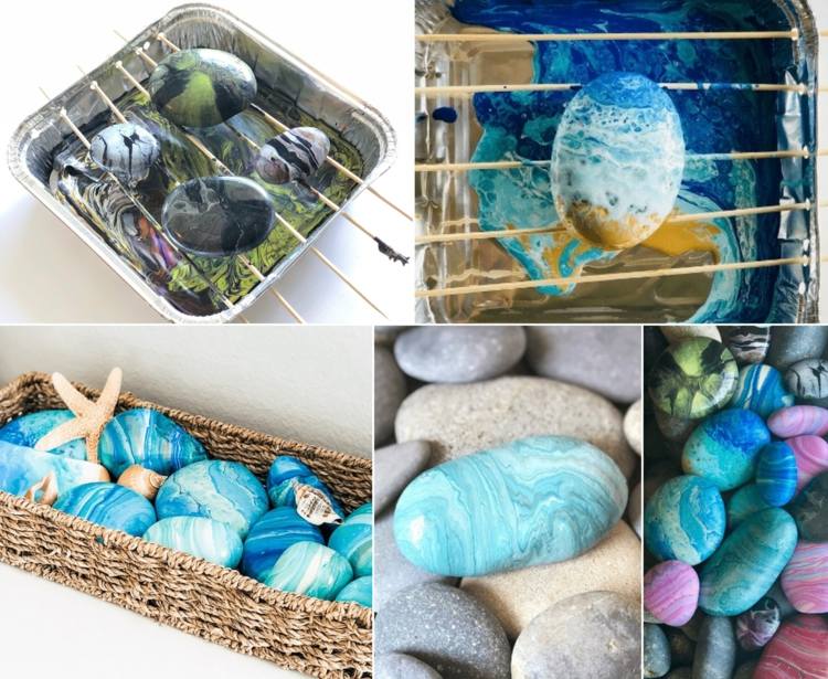 Vyrobte si krásne mramorované kamene sami akrylovými farbami