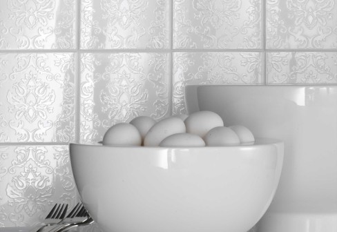 Kuchynská linka-biela kuchynská dlažba Kuchynská dlažba biela