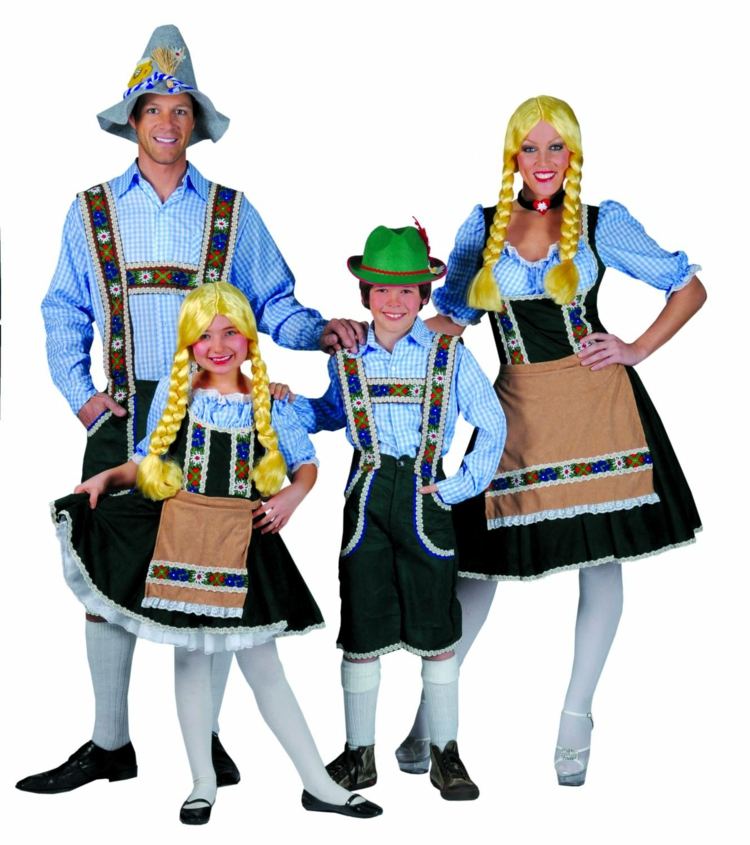 Rodinné kostýmy - tirolská rodina lacné karnevalové kostýmy tirolská rodinná myšlienka dirndl parochne oktoberfest