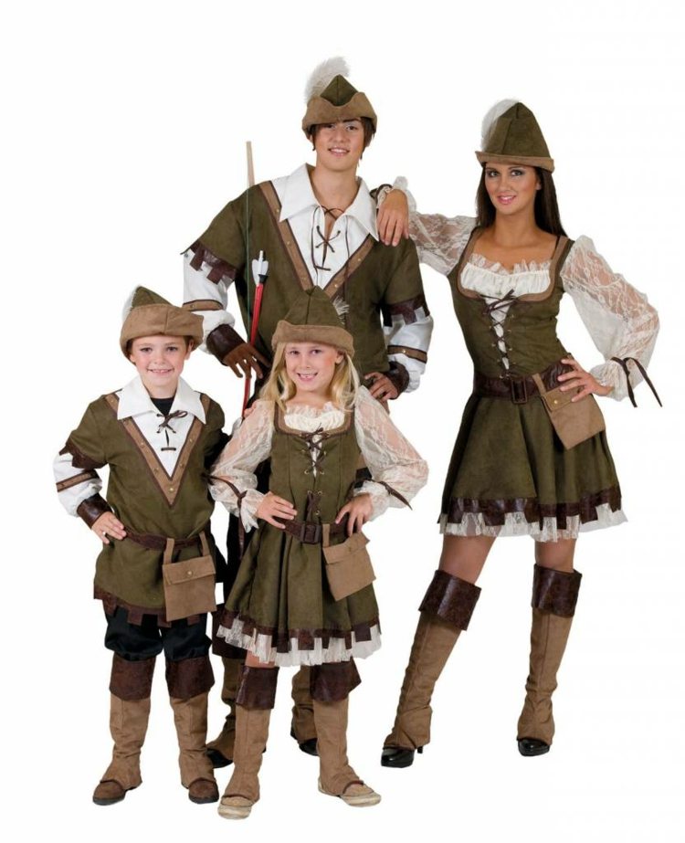 Kostýmy Mardi Gras pre celú rodinu s témou Robina Hooda lacné-karnevalové kostýmy-červenka-kapucňa-nápad-ženy-muži-deti-dirndl