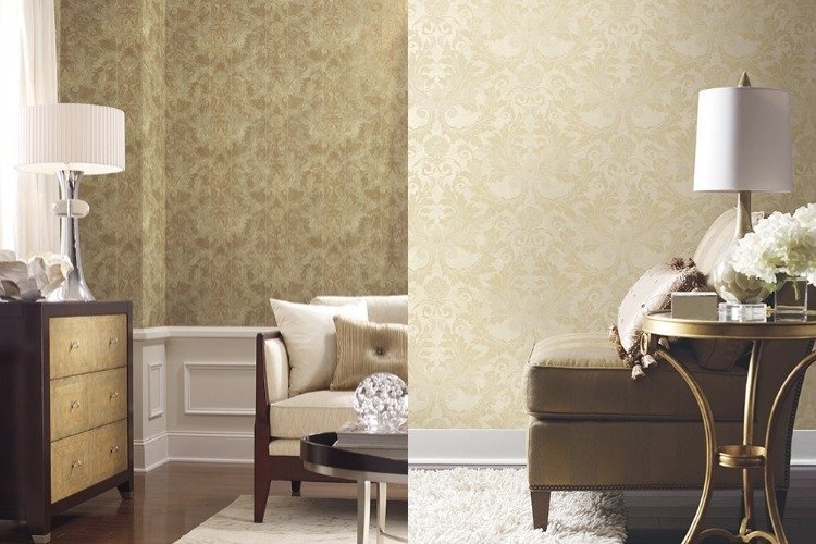 zlatá tapeta-moderný-barokový-vzor-elegantný-štýlový-čalúnenie kresla