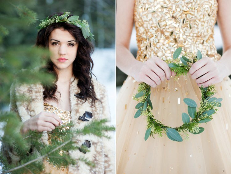 zlaté svadobné šaty flitrový top kožušinový strih princeznej